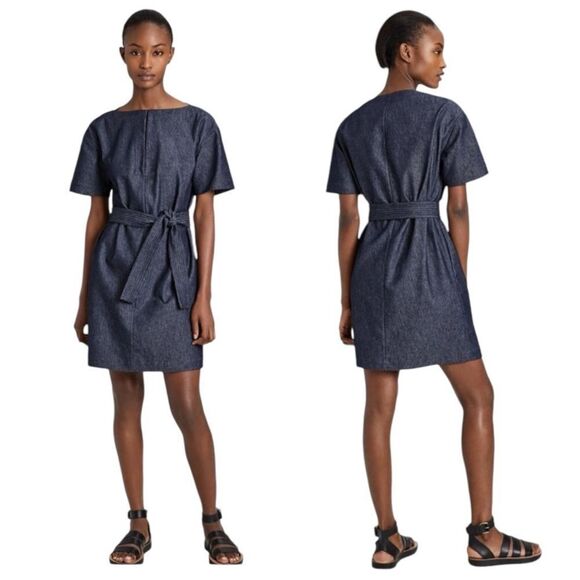 Theory Classic Jean Dark Denim Shift Mini Dress Sz 10 - Picture 15 of 16